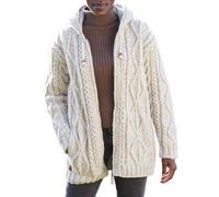 Pachamama Women Wool Zipped Hoody Fleece Lined Handknitted Cable Pattern Plain Handmade Thick Thermal Extra Warm Pockets Hoodie Jacket Fair Trade (UK, Alpha, S, Regular, Regular, Oatmeal)