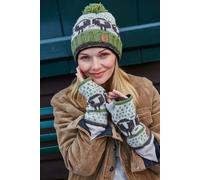 Pachamama Women's Flock Of Herdwick Sheep Roll Back Bobble Beanie Hat All Wool Chunky Knit in Grey Pachamama Grey One Size