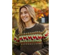 Pachamama Women's Fox Design All Wool Chunky Hand Knit Sweater in Brown | Size: Medium Pachamama Brown M
