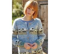 Pachamama Women's Hazy Sheep Cardigan All Wool Soft Chunky Hand Knit in Blue | Size: Medium Pachamama Blue M