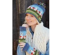 Pachamama Women's Herd Of Llama Bobble Beanie Hat All Wool Chunky Knit Pachamama Multicolor One Size