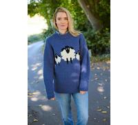 Pachamama Women's Sheep Design All Wool Chunky Hand Knit Sweater in Blue | Size: Medium Pachamama Blue M