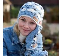 Pachamama Women's Sheep Design Beanie Hat Soft All Wool Chunky Knit in Blue Pachamama Blue One Size