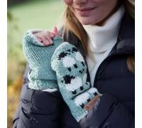 Pachamama Women's Sheep Design Handwarmers All Wool Chunky Knit in Aqua Pachamama Aqua One Size