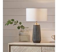 Pacific Artemis Black Textured Ceramic And Brushed Silver Tall Table Lamp, Grey