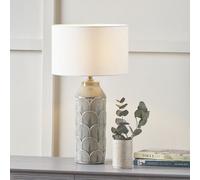 Embossed Grey Ceramic Table Lamp, Grey