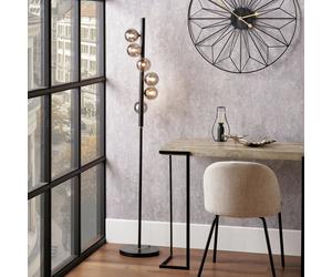 Pacific Blair Smoke Glass Ball Floor Lamp - Black