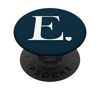 Pacific Blue Heart Monogram Letter E Initial PopSockets PopGrip: Swappable Grip for Phones & Tablets