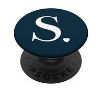 Pacific Blue Heart Monogram Letter S Initial PopSockets PopGrip: Swappable Grip for Phones & Tablets