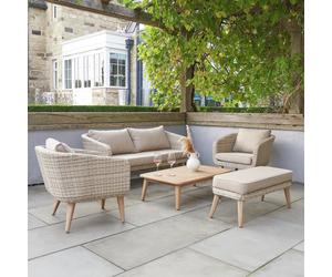 Pacific Cabon 5 Seater Rattan Effect Garden Sofa Set-Natural