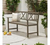 Pacific Cambridge Antique Grey Outdoor 3 Seater Acacia Wood Bench, Grey