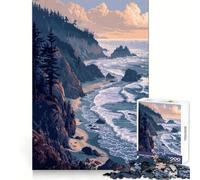 Pacific Cliffs Pixel Art 1000 Piece Jigsaw Puzzle Mind Challenge Peaceful Recreation Seamless Fit Perfect Present size 38x26cm