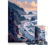 Pacific Cliffs Pixel Art Teenagers 1000 Piece Jigsaw Puzzle Cognitive Recall Peaceful Recreation Sharp Cut size 38x52cm