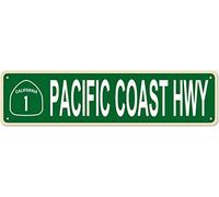 Pacific Coast California 1 Highway Metal Tin Sign Funny Vintage Slim Street Tin Signs 16 x 4 Inch Wall Art Decor Iron Poster for Home Farmhouse Bar Cafe Garage Bedroom Man Cave Gifts
