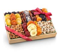 Pacific Coast Deluxe Dried Fruit Tray with Nuts, Gift with Almonds and Pistachios for Holiday, Birthday, Healthy Snack, Business, Gourmet, Food Plate, 1.2L