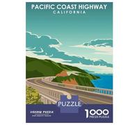 Pacific Coast Highway Art 1000 Piece Jigsaw Puzzle, Historic Square Architecture, Premium Paper Puzzle, Decorative Artwork for Travel Lovers, Paper Board, 70x50cm/1000pcs