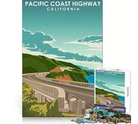 Pacific Coast Highway Art 1000 Pieces Jigsaw Puzzles for Adults Mental Exercise Stress Relief Fun Snug Lock Memorable Gift size 50x75cm