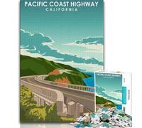 Pacific Coast Highway Art Jigsaws Puzzles 1000 Pieces for Teenagers Gifts,Challenging Game And Family Play Wall Decoration Unique Birthday And Xmas Gifts 50x75cm