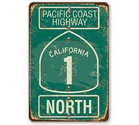 Pacific Coast Highway California 1 North 20X30 CM Tin Vintage Look Decoration Plaque Sign for Home Kitchen Farm Garden Pub Man Cave Funny Wall Decor