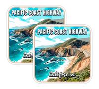 Pacific Coast Highway California Sticker 4 Inch 2-Pack - Waterproof Vinyl Decal for Laptop Water Bottle Car Tumbler - Durable Aesthetic Long-Lasting Stickers for Adults ID45039