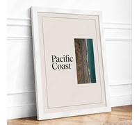 Pacific Coast Minimalist Framed Wall Art Print A1 (84.1×59.4cm) White, Wall Decor for Living Room, Bedroom, Office & Home, Ready to Hang, Art Gift