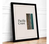 Pacific Coast Minimalist Framed Wall Art Print A3 (42×29.7cm) Black, Wall Decor for Living Room, Bedroom, Office & Home, Ready to Hang, Art Gift