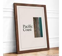 Pacific Coast Minimalist Framed Wall Art Print A3 (42×29.7cm) Walnut, Wall Decor for Living Room, Bedroom, Office & Home, Ready to Hang, Art Gift