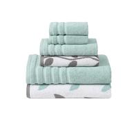 Pacific Coast Textiles 6 Pc Yarn Dyed Towel Organic Vines Aqua, 6-Piece