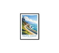 Pacific Coast Travel Poster, Pacific Coast Travel Print, California Print, Travel Decor, Popular Print, Birthday Gift, 6x4/7x5/8x10/A3/A4 (A3 Unframed (29.7 x 42cm))