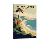 Pacific Coast Vintage Travel Poster, Canvas Wall Art Scroll Picture Print Living Room Walls Decor Homes 16x24inch(40x60cm)