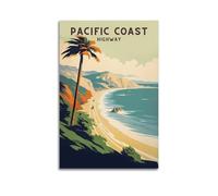 Pacific Coast Vintage Travel Poster, Wall Art Picture Canvas Prints Bedroom Living Room Decor 16x24inch(40x60cm)