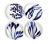 Pacific Coral Dinner Plates Mixed Patterns Blue, Set of 4