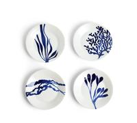 Pacific Coral Side Plates Mixed Patterns Blue, Set of 4