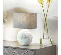 Pacific Lifestyle Marble Effect Ceramic Table Lamp | Elegant Neutral Lamp with Grey Shade | Modern Minimalist Home Decor Standard Lamps for Living Room