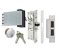 Pacific Doorware Adams Rite Style Latch Storefront Door Mortise Deadlatch Lock Exit Paddle Handle Kit w/Cylinder & Keys (Left Hand, Aluminum, 1 1/8")