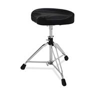 Pacific Drums 800 Series 13" Throne, Chrome, Medium-Weight, Round Top, BX Style, Adjustable Height, Double-Braced Tripod Base, Black, Faux Leather Seat