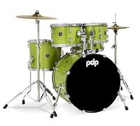 Pacific Drums Center Stage 5-Piece Drum Kit, 20" Bass Drum, Electric Green Sparkle inc. hardware, Cymbals & Throne, Finish Ply
