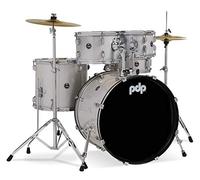 Pacific Drums Center Stage 5-Piece Drum Kit, 22" Bass Drum, Diamond White Sparkle, inc. Hardware, Cymbals & Throne, Finish Ply | Features 100% poplar shells