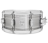 Pacific Drums Concept Series Metal Snare, 14" x 6.5", 1.2mm Natural Satin Brushed Aluminum | A rolled aluminum shell for round tone and dry resonance with a brushed exterior