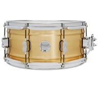 Pacific Drums Concept Series Metal Snare, 14" x 6.5", 1.2mm Natural Satin Brushed Brass | A thinner, double-beaded brass shell and a brushed exterior for a satin look
