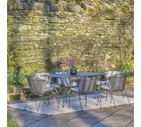 Pacific Elegance 6 Seater Metal Patio Set with Cushions-Grey