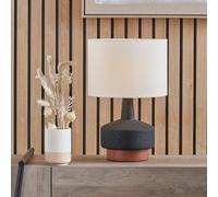 Pacific Elio Ceramic Wood Effect Table Lamp - Black & White