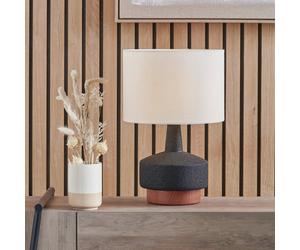 Pacific Elio Ceramic Wood Effect Table Lamp - Black & White