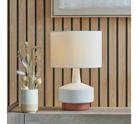 Pacific Elio Ceramic Wood Effect Table Lamp - White