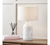 White Floral Ceramic Table Lamp, White
