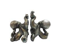 Pacific Giftware Antique Silver Octopus Decorative Bookends Set 5 Inch Tall