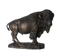 Pacific Giftware Bison Statue Large Cold Cast Bronze Sculpture of American Buffalo for Western and Rustic Home Decor 15" Long