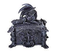 Pacific Giftware Black Dragon Lidded Jewelry Keepsake Trinket Box Container Fantasy Decoration