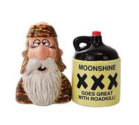 Pacific Giftware Ceramic Salt & Pepper Shakers Set - Redneck & His Moonshine, 3.25 inches high
