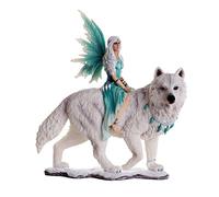 Pacific Giftware Decorative Companion Fairy Aneira with White Wolf Collectible Decorative Statue 8H